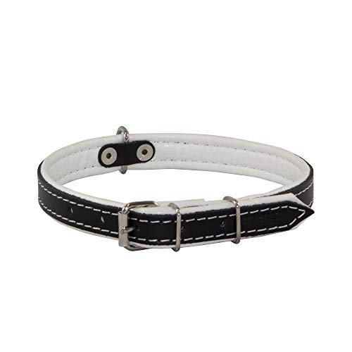 Corspet™ Echtes Leder Hundehalsband, weich gepolstertes doppelseitiges verstellbares Halsband Hund, Langlebige Hunde Halsbänder für Welpen & kleine Hunde, Handgefertigt in der EU [34-42 cm] Weiß von Corspet