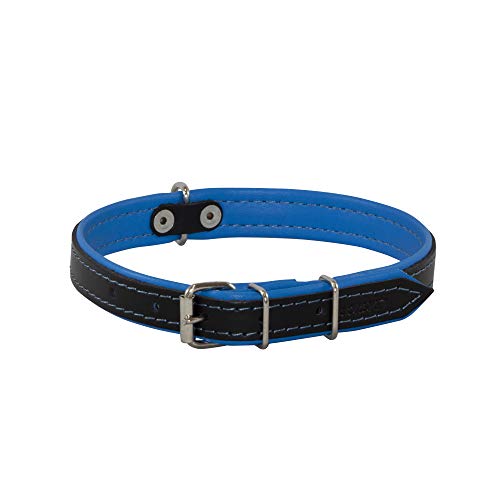Corspet™ Echtes Leder Hundehalsband, weich gepolstertes doppelseitiges verstellbares Halsband Hund, Langlebige Hunde Halsbänder für Welpen & kleine Hunde, Handgefertigt in der EU [34-42 cm] Blau von Corspet