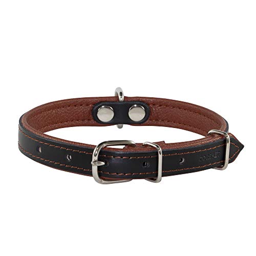 Corspet™ Echtes Leder Hundehalsband, weich gepolstertes doppelseitiges Halsband Hund, Langlebige Hunde Halsbänder für kleine & mittelgroße Hunde, Handgefertigt in der EU [35-46 cm] Braun von Corspet