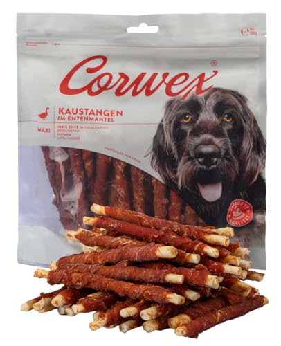 Corwex Hundesnack Kaustange im Entenmantel Maxi-Pack, Getreidefreie, leckere Kaustangen für Sensible Hunde, Kaustange mit Ente (2 x 500g) von Corwex