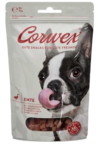 Corwex Soft-Treats (Ente, 1x165g), Hundesnack - Tranigssnacks, herzhaft softe Hundeleckerli für Training, für alle Rassengrößen, glutenfrei & mit hohem Fleischanteil von Corwex