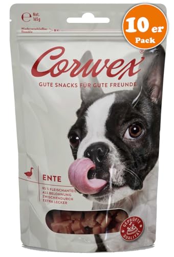 Corwex Hundesnack Soft-Treats | Tranigssnacks | herzhaft softe Hundeleckerli für Training oder als Snack | Für Alle Rassengrößen | glutenfrei & mit hohem Fleischanteil (Ente, 10 x 165g) von Corwex