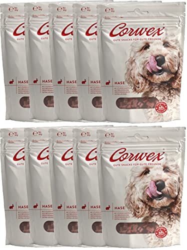 Corwex Soft-Treats (Kaninchen, 10x165g), Hundesnack - Tranigssnacks, herzhaft softe Hundeleckerli für Training, für alle Rassengrößen, glutenfrei & mit hohem Fleischanteil von Corwex