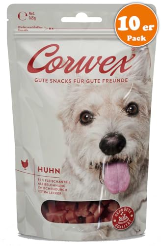 Corwex Hundesnack Soft-Treats | Tranigssnacks | herzhaft softe Hundeleckerli für Training oder als Snack | Für Alle Rassengrößen | glutenfrei & mit hohem Fleischanteil (Huhn, 10x165g) von Corwex
