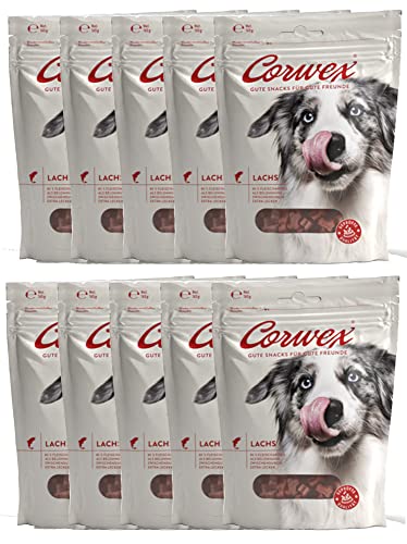 Corwex Hundesnack Soft-Treats | Tranigssnacks | herzhaft softe Hundeleckerli für Training oder als Snack | Für Alle Rassengrößen | glutenfrei & mit hohem Fleischanteil (Lachs, 10 x 165g) von Corwex