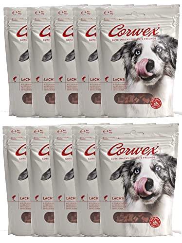 Corwex Soft-Treats (Lachs, 10x165g), Hundesnack - Tranigssnacks, herzhaft softe Hundeleckerli für Training, für alle Rassengrößen, glutenfrei & mit hohem Fleischanteil von Corwex