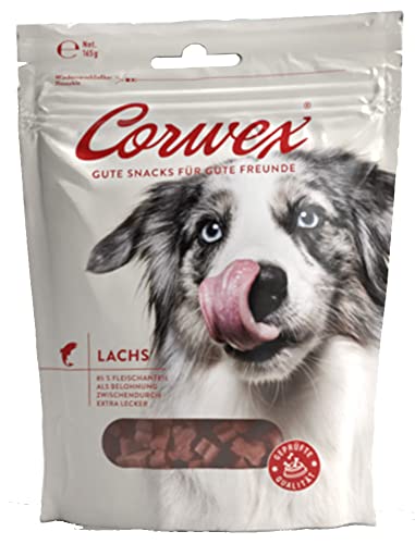 Corwex Soft-Treats (Lachs, 1x165g), Hundesnack - Tranigssnacks, herzhaft softe Hundeleckerli für Training, für alle Rassengrößen, glutenfrei & mit hohem Fleischanteil von Corwex
