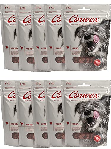 Corwex Hundesnack Soft-Treats | Tranigssnacks | herzhaft softe Hundeleckerli für Training oder als Snack | Für Alle Rassengrößen | glutenfrei & mit hohem Fleischanteil (Pferd, 10 x 165g) von Corwex