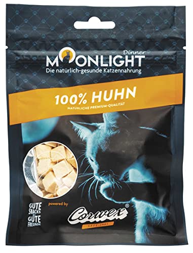 Moonlight Katzensnack - 100% Huhn gefriergetrocknet - Ideal für empfindliche Katzen & Allergiker (10 Päckchen) von Corwex
