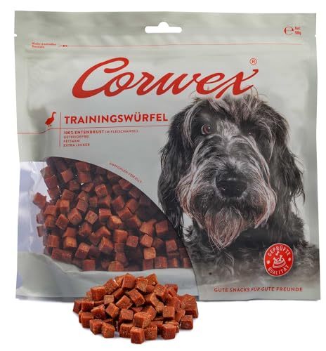 Corwex Trainingswürfel Hundesnacks mit Ente, Monoprotein, Trainee Snack, getreidefreie Leckerlie fürs Hundetraining (500g, Ente) von Corwex