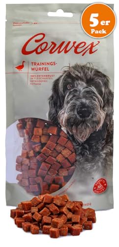 Corwex Trainingswürfel Hundesnacks mit Ente, Monoprotein, Trainee Snack, getreidefreie Leckerlie fürs Hundetraining (5x250g, Ente) von Corwex