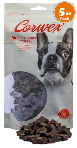 Corwex Trainingswürfel Hundesnacks mit Pferd, Monoprotein, Trainee Snack, getreidefreie Leckerlie fürs Hundetraining (5x250g, Pferd) von Corwex