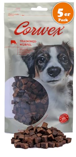 Corwex Trainingswürfel (5x250g, Rind) Hundesnacks mit Rind, Monoprotein, Trainee Snack, getreidefreie Leckerlie fürs Hundetraining von Corwex