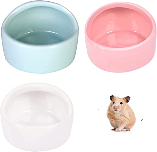 3 Stück Hamster-Schüssel, Keramik, Hamster-Futternäpfe für kleine Tierfutternapf und Wasserschale, Futternapf für Igel, kein Verschütten, kein Umsatz, Rennmäuse, Höhle (blau + rosa + weiß) von CosCosX