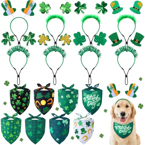 Cosblank St. Patricks Day Hundekostüm, Großpackung, grünes Kleeblatt, Stirnbänder und Bandanas, für den St. Patrick's Day, Haustierklee-Stirnband, Dreieckstuch für die meisten Hunde, St. Pat Day, Cosblank St. Patricks Day Hundekostüm, Großpackung, grünes Kleeblatt, Stirnbänder und Bandanas, für den St. Patrick's Day, Haustierklee-Stirnband, Dreieckstuch für die meisten Hunde, St. Pat Day, von Cosblank