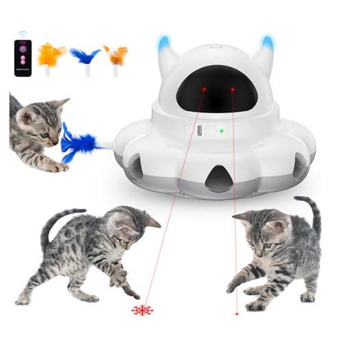 Cosicosy 2-in-1 Interaktives Katzenspielzeug für Indoor-Katzen, Automatisches Katzenspielzeug mit 7 Löchern Mäuse Whack A Mole Moving Feder, Red Dot & Star Pointer Kitten Toys, Smart Cat Toy mit von Cosicosy