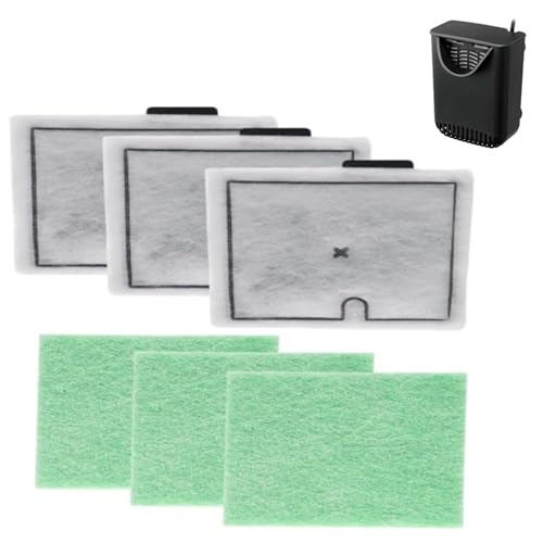 Aquariumfilter kompatibel mit Aqueon-S Innen-/Außenfilter, 3 x Aktivkohlefilterkartuschen + 3 x Algaway Pad Bakterienentfernung, Wasseraufbereitungssystem für Aquarien (3-Monats-Vorrat) von Cosiesnest