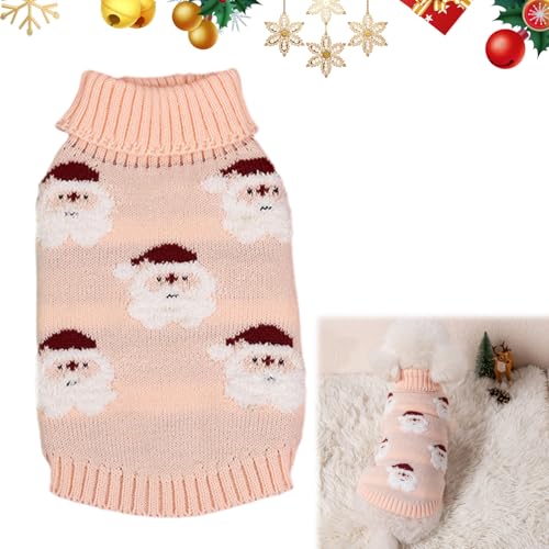 Hundepullover Kleine Hunde Hundepulli Mittelgroße Winter Hundebekleidung & Zubehör Hundezubehör für Kleine Wolle Gestrickt Sweater für Hunde 5-8kg Hundejacke Haustier Pullover Tricolour (Rosa2) von Cosiesnest