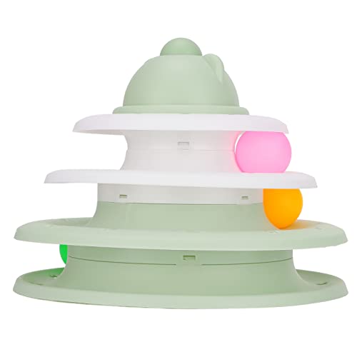 Cosiki Cat -Puzzle -Spielzeug, Cat Ball Interactive Rolling Ball Kätzchen Puzzle Toy Spielzeug 3 Level Turntable Toy für Innenkatzen für Kätzchen Spaß Mentales Körperliches Training von Cosiki