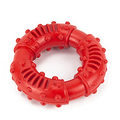 Cosiki Gummi-Zahnschleifer für Hunde, Robust, Bissfest, Schöner Look, Rutschfester Gummi-Zahnschleifer für Hunde, Donut Interactive für Zuhause (Rot) von Cosiki
