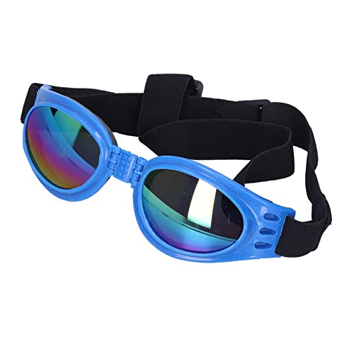 Cosiki Hundegläser, Hunde Sonnenbrille Haustiergläser Augenkleidung mit Verstellbarem Riemen Sommerfaltbarer Sonnenbrille Hundbrille für Kleine Mittelgroße und Große Hunde (Blue) von Cosiki