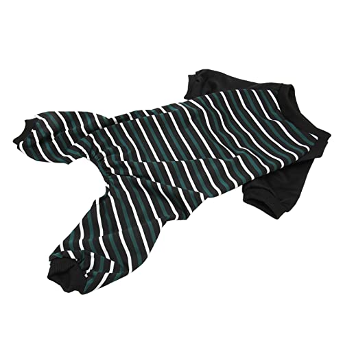 Cosiki Onesie Hundepyjama, Leicht zu Reinigender Gestreifter Hundepyjama Modische Weiche Grüne und Weiße Streifen für Hunde (M) von Cosiki