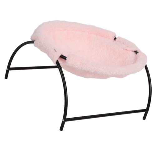 Katzen-Schlafhängematte, Atmungsaktiv, Schützend, Bequem, Hautfreundlich, Stabile Struktur, Einfache Montage, Erhöhtes Katzen-Hängemattenbett für Zuhause (Plüsch-Stil, Rosa) von Cosiki