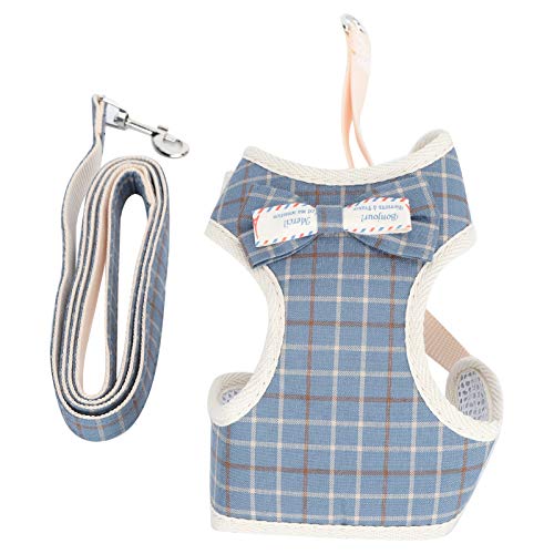 Katzenwestengeschirr, Fluchtsichere Gehweste Riemenleine Haustiergeschirr für Hundeleine Haustier für Katzenweste(Blue Plaid, Medium (Suitable for 6-12 kg)) von Cosiki