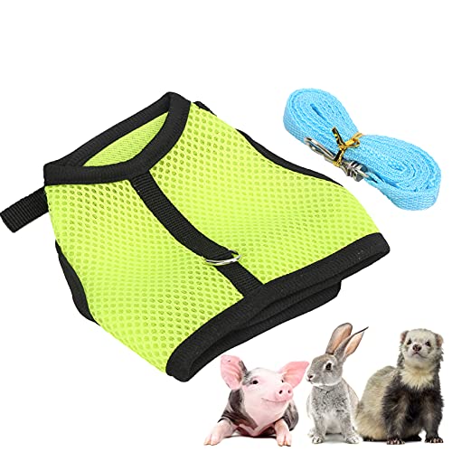 Netz-Brustrücken für Kaninchen, Netz-Geschirr mit Leine Netz-Geschirr für Kaninchen für Kaninchen für Meerschweinchen für kleine Schweinchen für Hunde(S Number, Green) von Cosiki