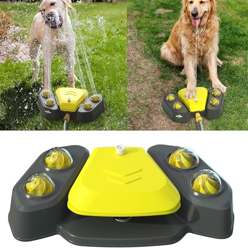Wasser-Sprinkler für den Außenbereich, zum Aufsteigen, sicheres selbstbewässerndes Hunde-Trinkbrunnen für den Garten, Haustier-Badespielzeug, Kühlspielzeug, verstellbarer Wasserausgang, 4 Duschlöcher Wasser-Sprinkler für den Außenbereich, zum Aufsteigen, sicheres selbstbewässerndes Hunde-Trinkbrunnen für den Garten, Haustier-Badespielzeug, Kühlspielzeug, verstellbarer Wasserausgang, 4 Duschlöcher von Cosirttx
