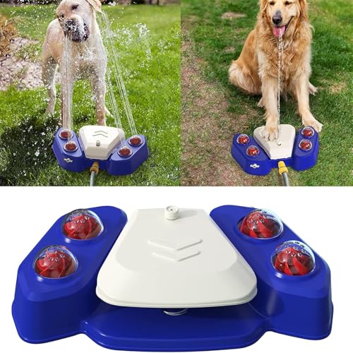 Wasser-Sprinkler für den Außenbereich, zum Aufsteigen, sicheres selbstbewässerndes Hunde-Trinkbrunnen für den Garten, Haustier-Badespielzeug, Spritzspiel, Kühlspielzeug, verstellbarer Wasserausgang, 4 Wasser-Sprinkler für den Außenbereich, zum Aufsteigen, sicheres selbstbewässerndes Hunde-Trinkbrunnen für den Garten, Haustier-Badespielzeug, Spritzspiel, Kühlspielzeug, verstellbarer Wasserausgang, 4 von Cosirttx