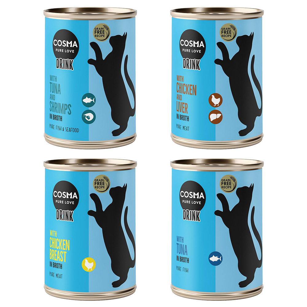 10 + 2 gratis! 12 x 100 g Cosma Drinks   - Mix (4 Sorten) von Cosma