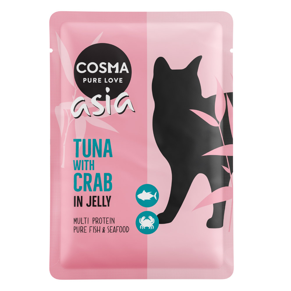 Cosma Asia in Jelly Frischebeutel 6 x 100 g - Thunfisch & Krebsfleisch von Cosma