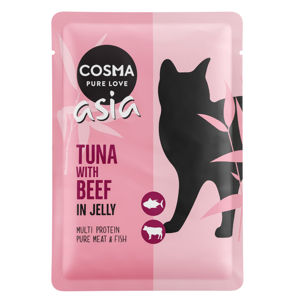 Cosma Asia in Jelly Frischebeutel 6 x 100 g - Thunfisch & Rind von Cosma