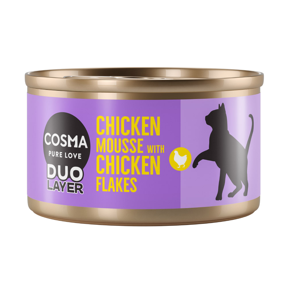 Cosma DUO Layer 24 x 70 g - Hühnchenmousse mit Hühnchenstückchen von Cosma