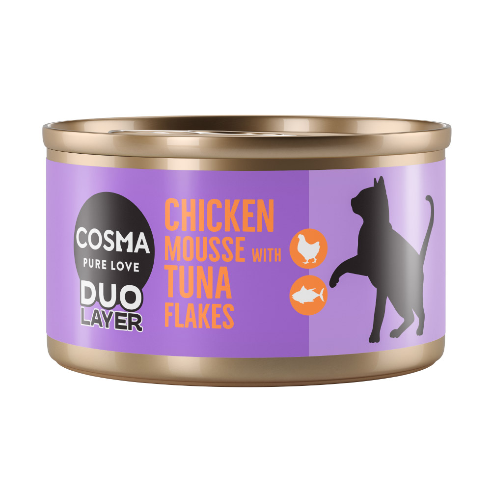 Cosma DUO Layer 24 x 70 g - Hühnchenmousse mit Thunfischstückchen von Cosma