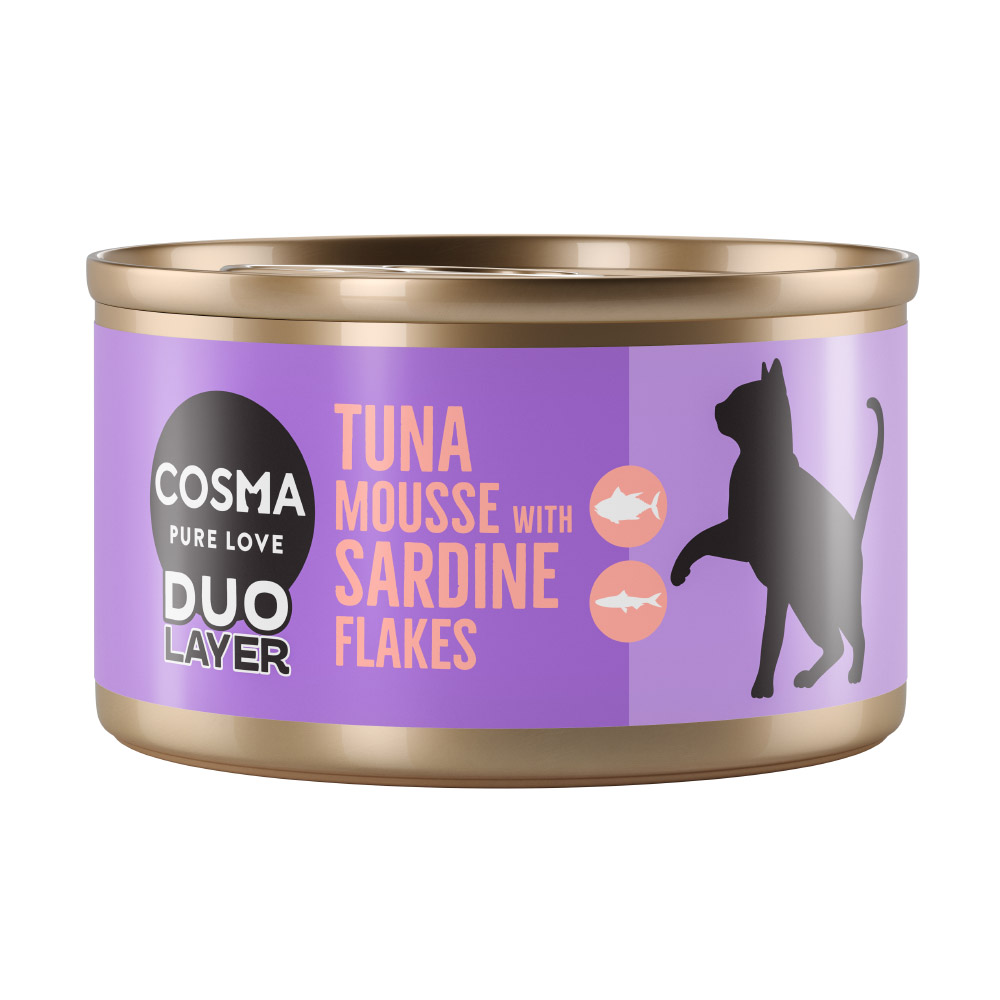 Cosma DUO Layer 24 x 70 g - Thunfischmousse mit Sardinenstückchen von Cosma