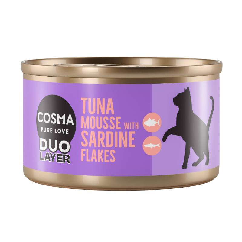 Sparpaket Cosma DUO Layer 24 x 70 g - Thunfischmousse mit Sardinenstückchen von Cosma