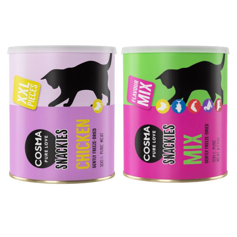 Cosma Snackies Kombi-Paket: XXL Maxi Tube + Maxi Tube - Hühnchen (200 g) + Mix 5 Sorten (150 g) von Cosma