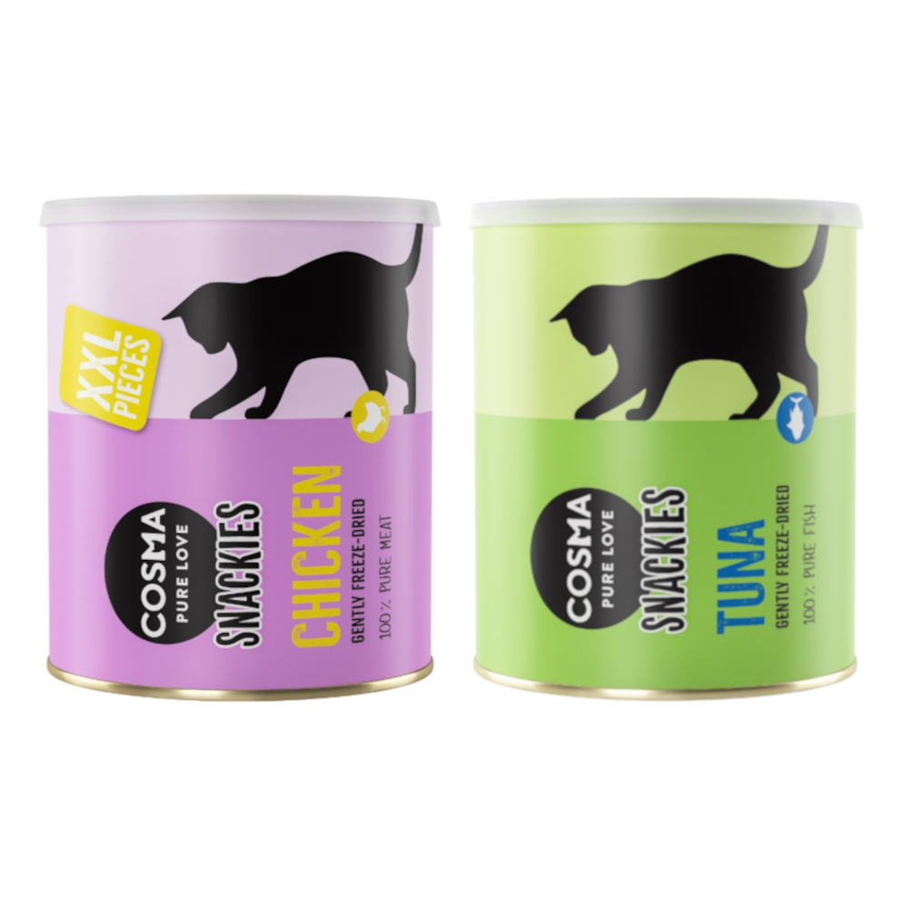 Cosma Snackies Kombi-Paket: XXL Maxi Tube + Maxi Tube - Hühnchen (200 g) + Thunfisch (150 g) von Cosma