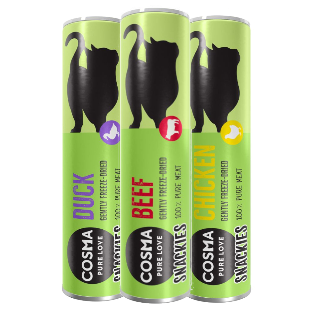 Cosma Snackies zum Sonderpreis! - Mixpaket 3: Hühnchen, Ente, Rind (46 g) von Cosma