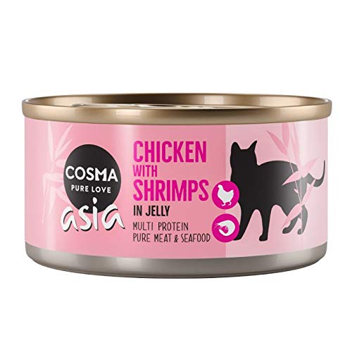 GroßhandelPL Cosma Thai/Asia in Jelly Katzen-Nassfutter Huhn & Shrimps 96er Pack ( 96 x 170 g) von Cosma