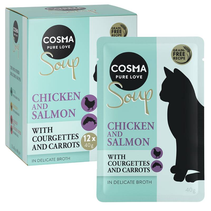 Jetzt 20 % günstiger: Sparpaket Cosma Soup 48 x 40 g!  - Hühnchenbrust und Lachs mit Zucchini und Karotte von Cosma