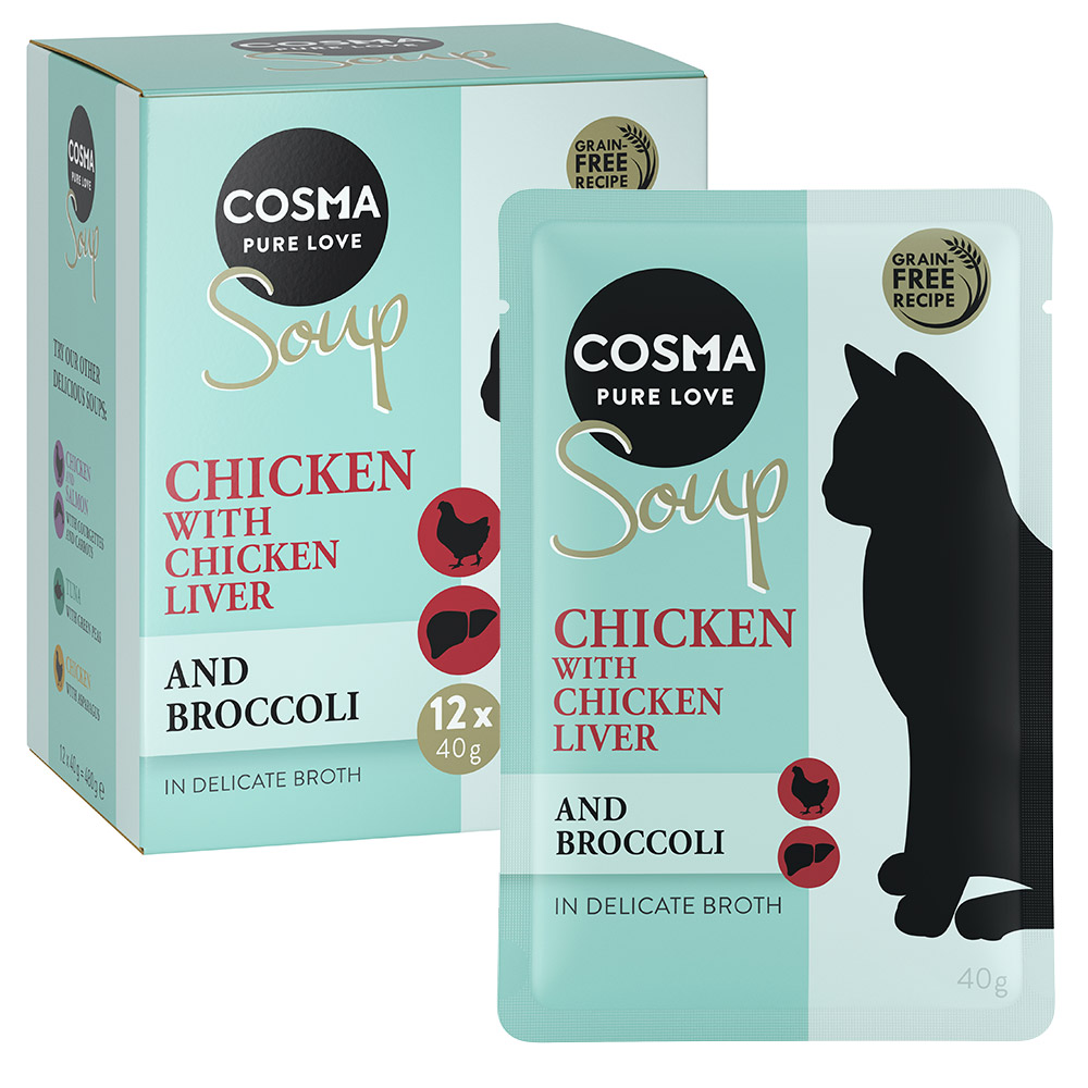 Jetzt 20 % günstiger: Sparpaket Cosma Soup 48 x 40 g!  - Hühnchenfilet mit Hühnerleber und Brokkoli von Cosma