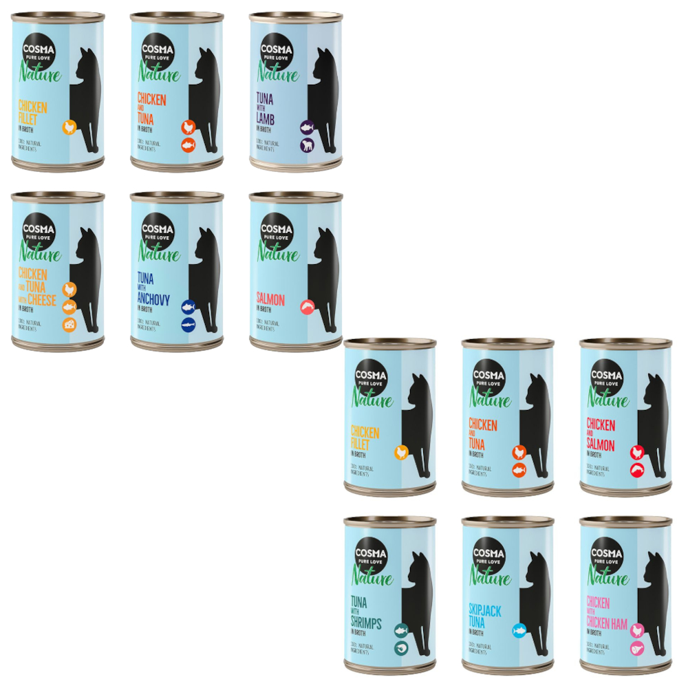 Kombi-Paket: Cosma Nature 12 x 140 g - Mixpaket 1 (6 Sorten) + Mixpaket 2 (6 Sorten) von Cosma