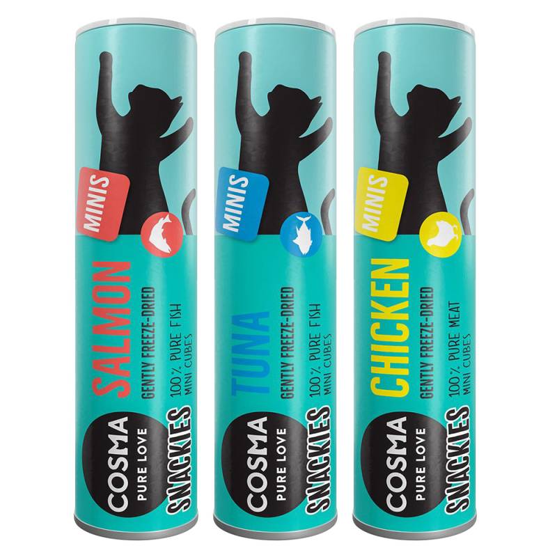 Probiermix Cosma Snackies Minis  Hühnchen, Thunfisch, Lachs (72 g) von Cosma