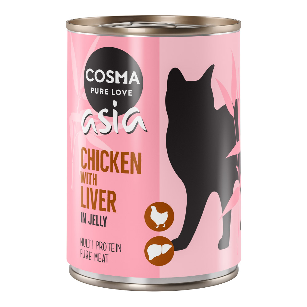 Sparpaket Cosma Asia in Jelly 12 x 400 g - Huhn & Hühnchenleber von Cosma