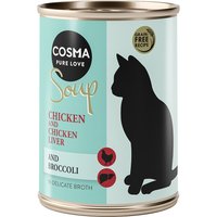 Sparpaket Cosma Soup 24 x 100 g - Hühnchenfilet mit Hühnerleber und Brokkoli von Cosma