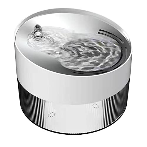 Cosmin Automatischer Wasserbrunnen, 2,5 l, für den Innenbereich, ultra-leise, leiser Wasserspender, sichtbarer Wasserstand, Silber + Weiß von Cosmin