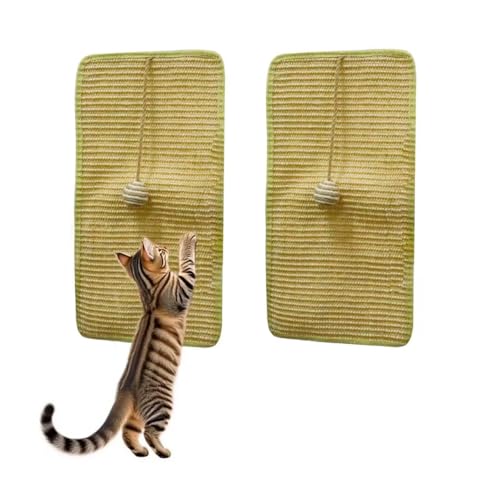 Kratzmatte Katze - 2 Stück AKatzenkratzmatte Sisal Kratzmatte für Katze Klebeband 50 * 25cm Mat Schützt Teppiche und Sofas mit Ballspielen Katzenkratzbretter von Cosstream